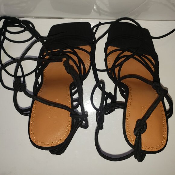 ASOS DESIGN Nina strappy tie leg heeled sandals in black size 5 - Picture 11 of 15